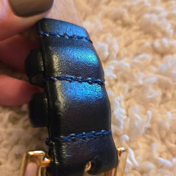 Perry Ellis Dark Navy Genuine Leather Belt XL - Picture 5 of 7